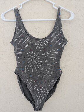 Vintage 80's One Piece Leotard Bodysuit Size L Aerobics